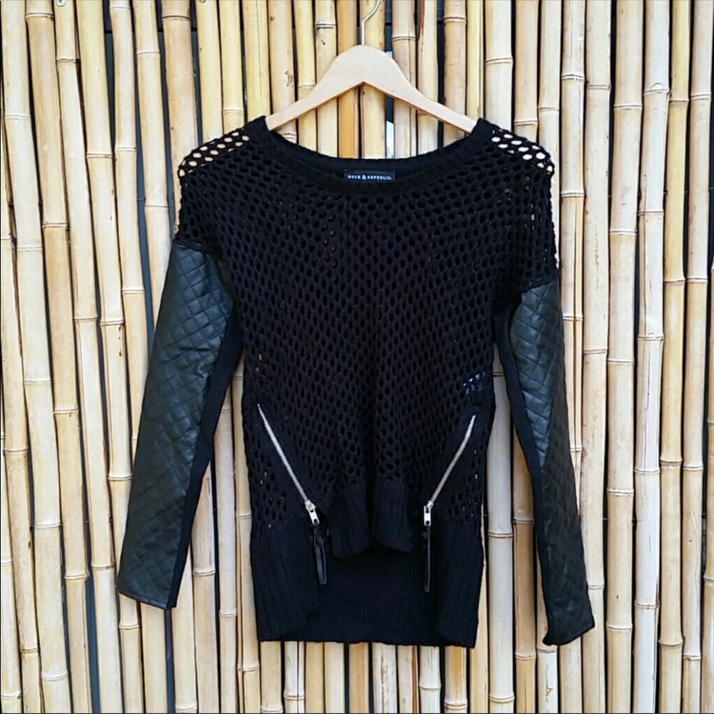 NWOT Rock & Republic Black Open Weave Knit